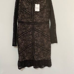 Bardot, black lace dress, us 10